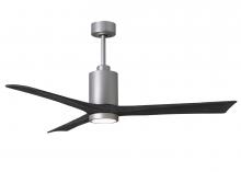 Matthews Fan Company PA3-BN-BK-60 - Patricia-3 three-blade ceiling fan in Brushed Nickel finish with 60” solid matte black wood blad