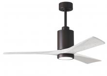 Matthews Fan Company PA3-TB-MWH-52 - Patricia-3 three-blade ceiling fan in Textured Bronze finish with 52” solid matte white wood bla