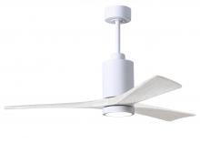 Matthews Fan Company PA3-WH-MWH-52 - Patricia-3 three-blade ceiling fan in Gloss White finish with 52” solid matte white wood blades