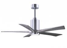 Matthews Fan Company PA5-CR-BW-52 - Patricia-5 five-blade ceiling fan in Polished Chrome finish with 52” solid barn wood tone blades