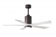 Matthews Fan Company PA5-TB-MWH-52 - Patricia-5 five-blade ceiling fan in Textured Bronze finish with 52” solid matte white wood blad