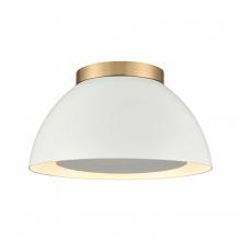 ELK Home Plus 52313/2 - Pelham 10'' Wide 2-Light Flush Mount - Satin Brass with Matte White