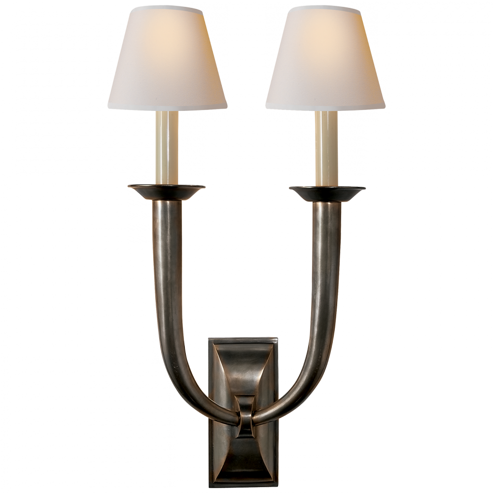 French Deco Horn Double Sconce