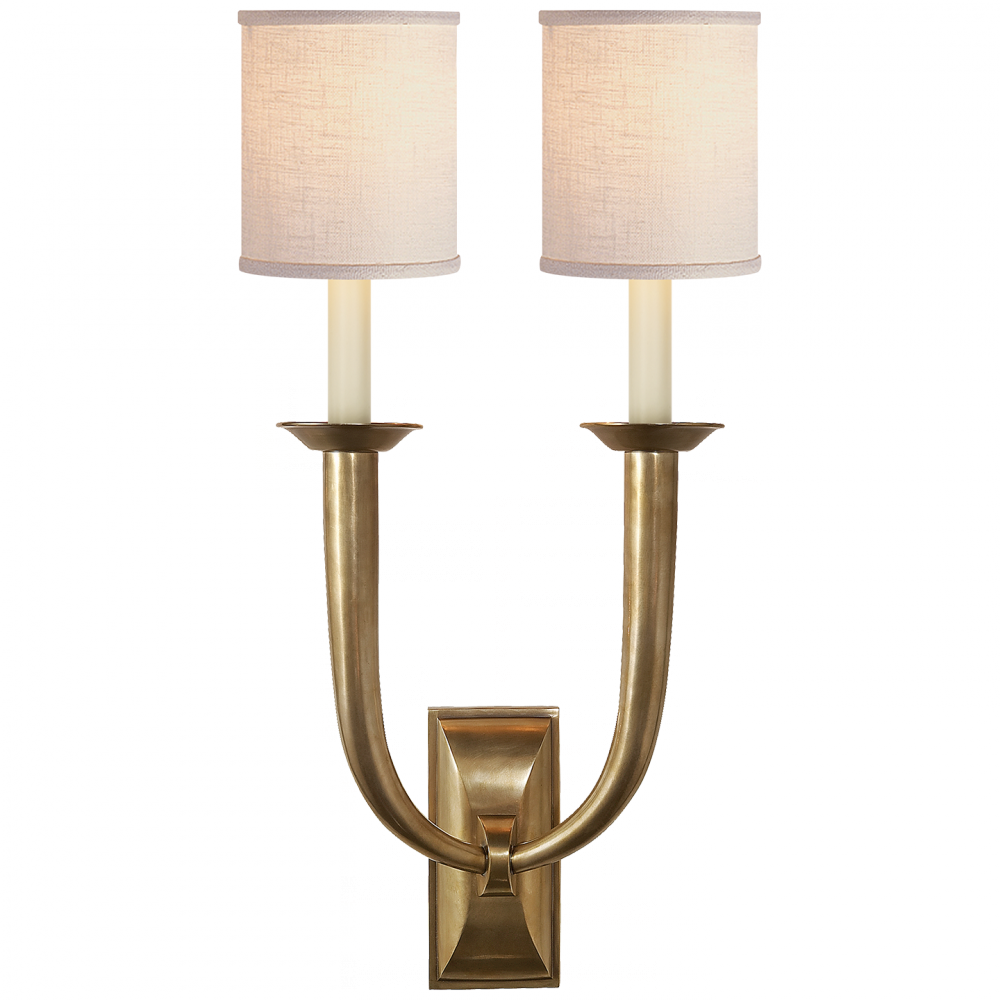 French Deco Horn Double Sconce