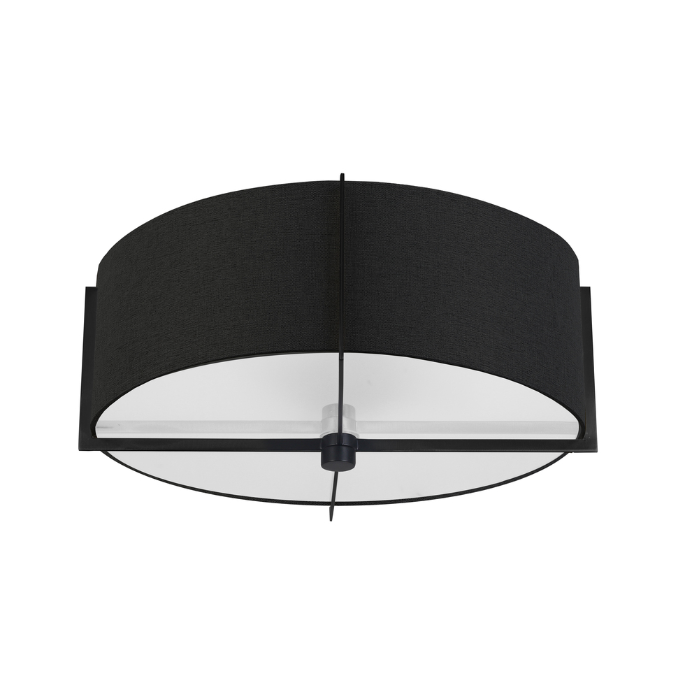 3 Light Incandescent Semi-Flush Mount, Matte Black with Black Shade