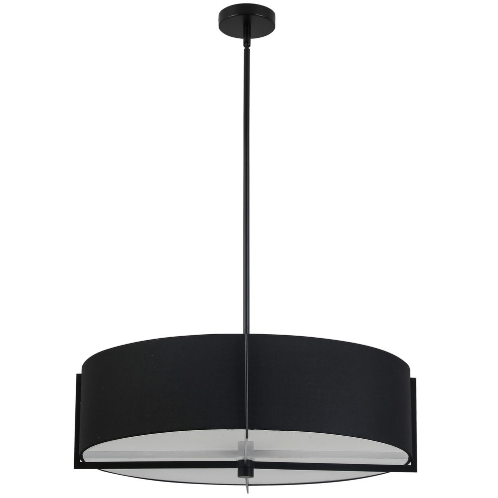 4LT Incandescent Pendant, MB w/ BK Shade