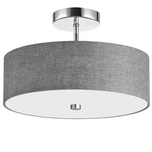  571-143SF-PC-GRY - 3 Light Incandescent Semi Flush Polished Chrome Finish with Grey Shade