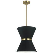 Dainolite CTN-121P-AGB-797 - 1LT Incand Pendant, AGB w/ GLD ring, BK Shade