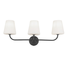  ELN-213W-MB-WH - 3 Light Incandescent Vanity Matte Black with White Opal Glass