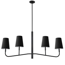  ELN-534HC-MB-697 - 4 Light Incandescent Horizontal Chandelier Matte Black with Black Shades