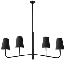  ELN-534HC-MB-698 - 4 Light Incandescent Horizontal Chandelier Matte Black with Black Shades