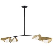  EMM-414HP-MB-AGB - 4 Light Halogen Horizontal Pendant Matte Black / Aged Brass with White Glass