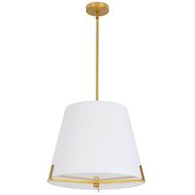  PST-184P-AGB-WH - 4 Light Incandescent Pendant Aged Brass with White Fabric shade