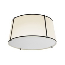  TRA-3FH-BK-CRM - 3 Light Trapezoid Flush Mount Black & Cream Shade w/ White Fabric Diffuser