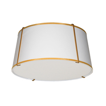  TRA-3FH-GLD-WH - 3 Light Trapezoid Flush Mount Gold frame and White Shade w/ 790 Diffuser