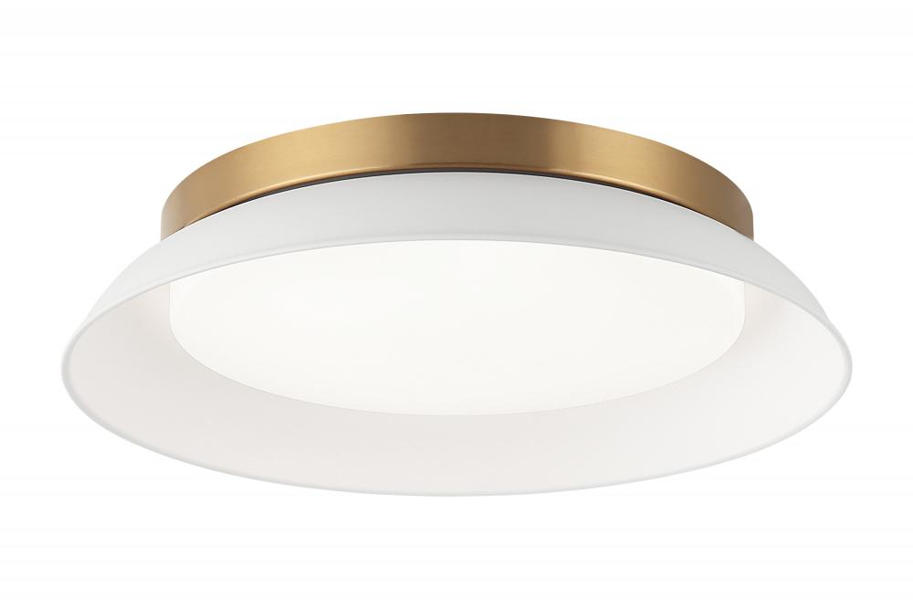 1 LT Ã˜15â€ "FINLEY" MATTE WHITE/ AGED GOLD CEILING MOUNT