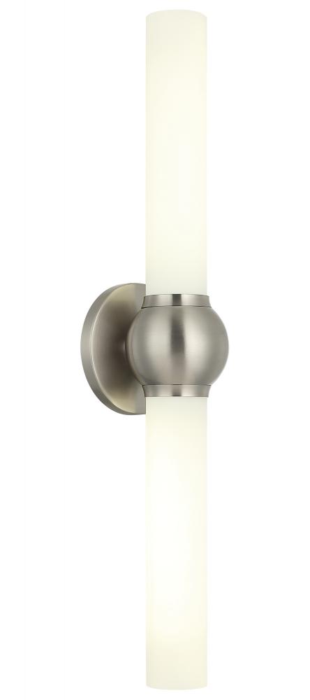 2 LT 25"H "PIERCE" BRUSHED NICKEL WALL SCONCE