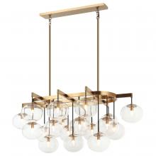 Matteo Lighting C38119AG - 19 LT 46"L "BULBUS" AGED GOLD/CEILING CLEAR GLASS CHANDELIER LED G9 LED 10W