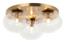 Matteo Lighting X38103AG - 3 LT 16"DIA "BULBUS" AGED GOLD CEILING MOUNT / CLEAR GLASS G9 LED 10W