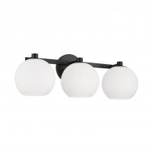 Capital Canada 152131MB-548 - 3-Light Circular Globe Vanity in Matte Black with Soft White Glass