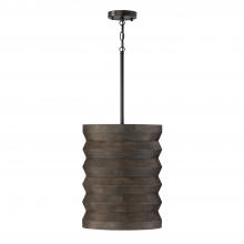 Capital Canada 354011EB - 1-Light Pendant in Matte Black and Handcrafted Mango Wood in Espresso Stain