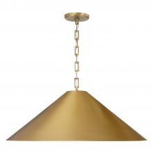 Capital Canada 356712AD - 1-Light Metal Cone Pendant in Aged Brass with Painted Brass Interior and Rectangular Designer Chain