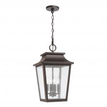 Capital Canada 953344OZ - 4-Light Outdoor Tapered Hanging Lantern in Oiled Bronze with Ripple Glass