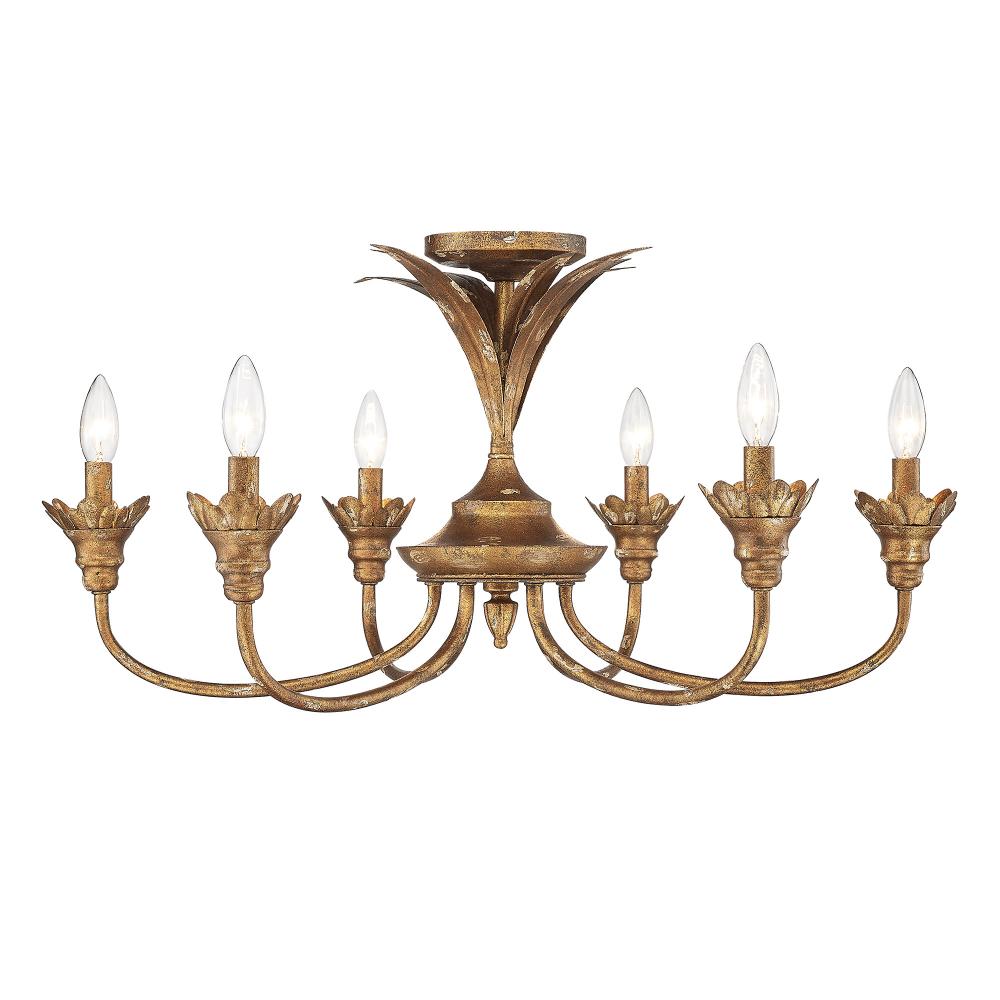 Lillianne HG 6 Light Semi-Flush in Heirloom Gold