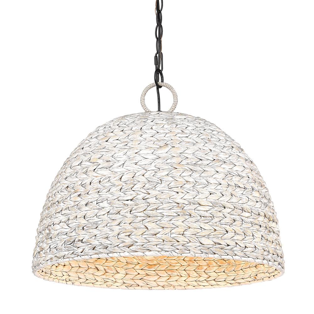 Rue 5 Light Pendant in Matte Black with Painted Sweet Grass Shade