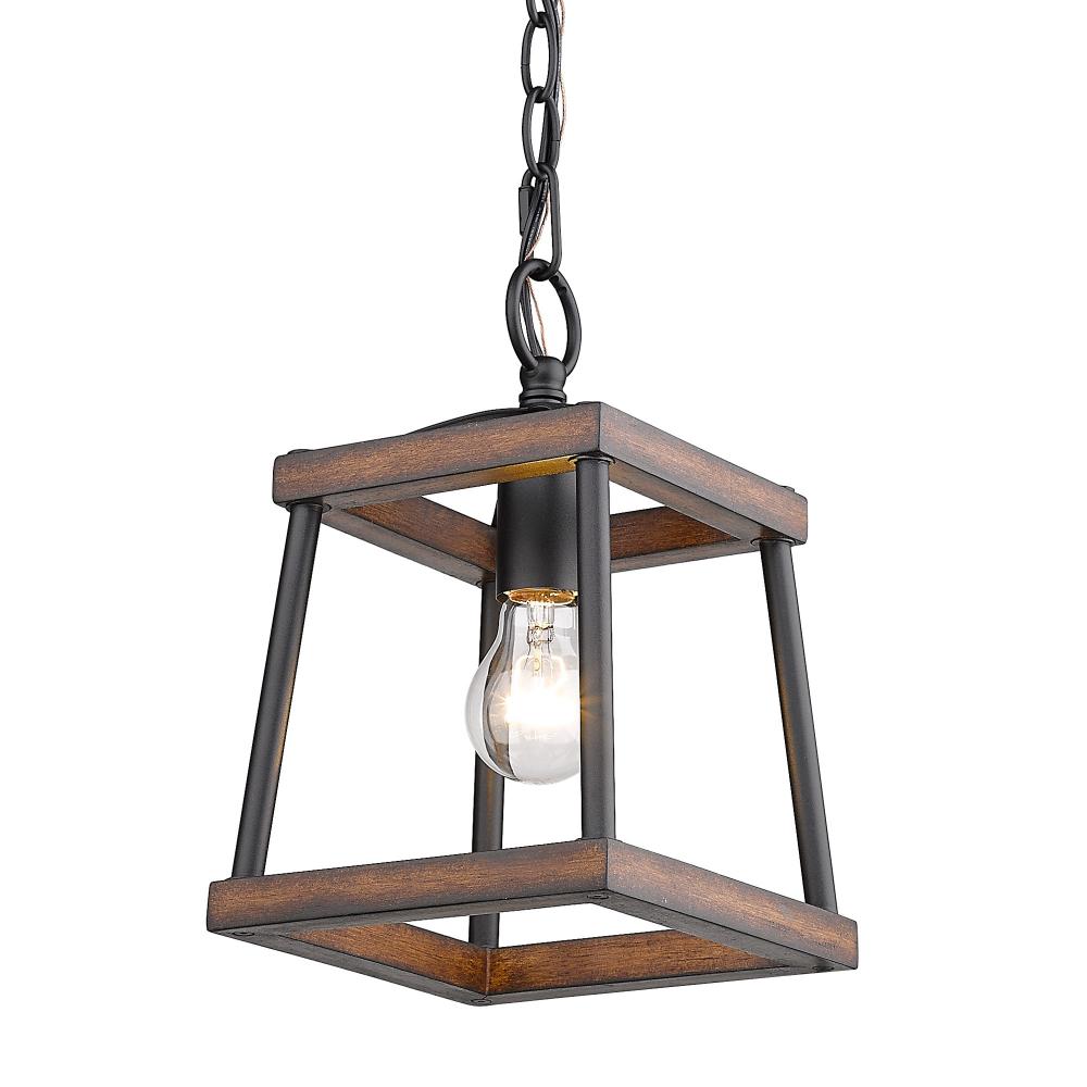 Teagan Mini Pendant in Natural Black with Rustic Oak Accents