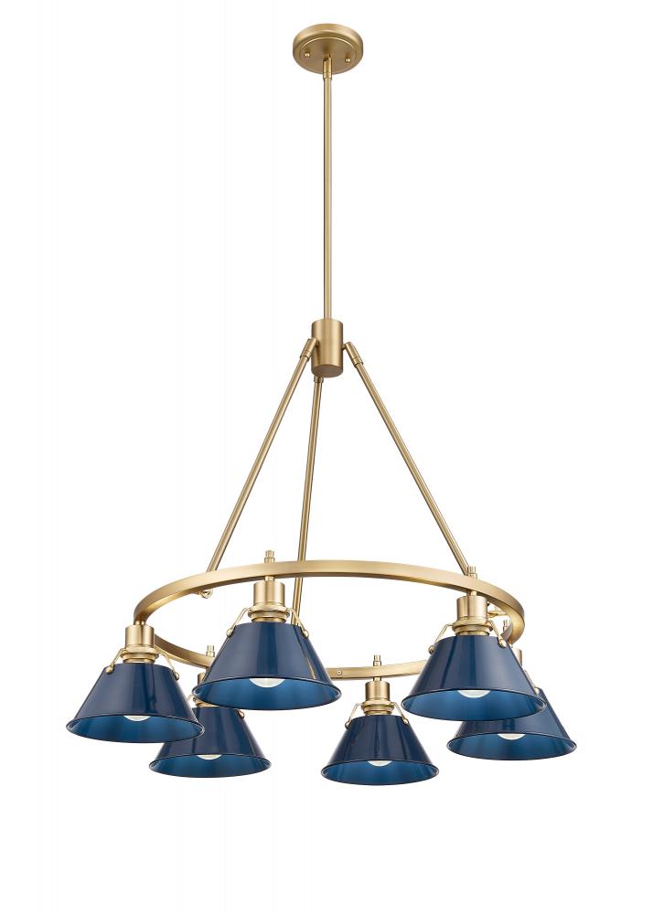 Orwell BCB 6 Light Chandelier in Brushed Champagne Bronze with Matte Navy shades