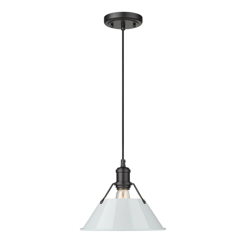 Orwell BLK Medium Pendant - 10 in Matte Black with Dusky Blue shade