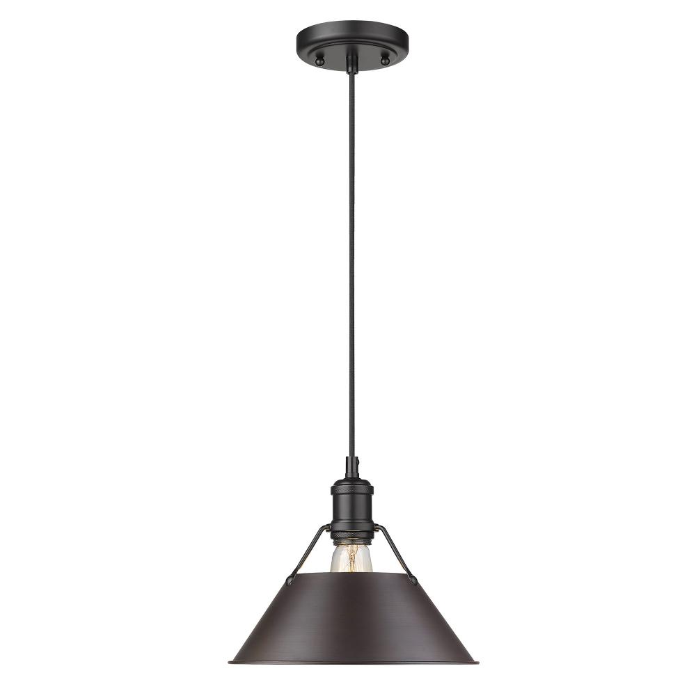 Orwell 10&#34; Wide Medium Pendant in Matte Black with Rubbed Bronze