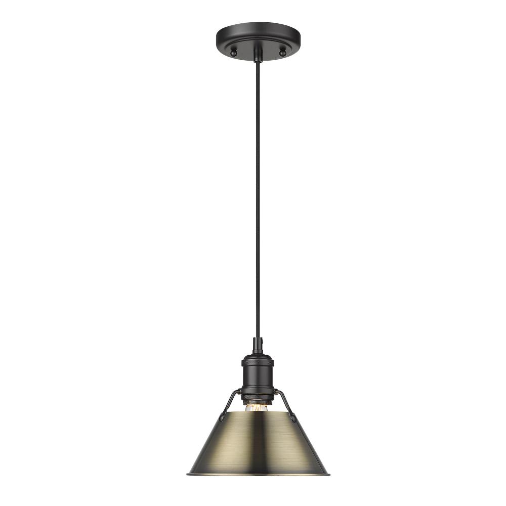 Orwell BLK Small Pendant - 7 in Matte Black with Aged Brass shade