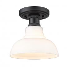 Golden Canada 0305-FM BLK-VMG - Carver Flush Mount in Matte Black with Vintage Milk Glass