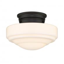 Golden Canada 0508-SF BLK-VMG - Ingalls Semi-Flush in Matte Black with Vintage Milk Glass Shade