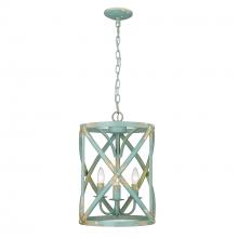 Golden Canada 0890-3P TEAL - Alcott TEAL 3 Light Pendant in Teal with Antique Teal Shade