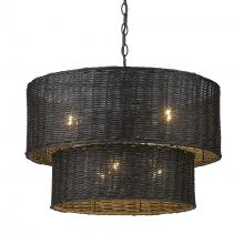 Golden Canada 1084-6 BLK-BW - Erma 6 Light Chandelier in Matte Black and Black Wicker