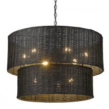 Golden Canada 1084-9 BLK-BW - Erma 9 Light Chandelier in Matte Black and Black Wicker