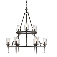 Golden Canada 1208-9 DNI - Marcellis 2 Tier - 9 Light Chandelier in Dark Natural Iron with Clear Glass