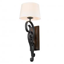 Golden Canada 1821-WT1 BI-RO - Madera BI Large 1 Light Wall Sconce in Black Iron with Rustic Oak Shade