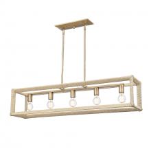 Golden Canada 2075-LP MBS-LNR - Kimber Linear Pendant in Modern Brass with Light Natural Rattan Accents