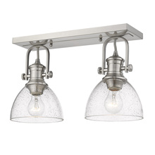 Golden Canada 3118-2SF PW-SD - Hines 2-Light Semi-Flush in Pewter with Seeded Glass