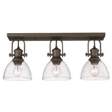 Golden Canada 3118-3SF RBZ-SD - Hines 3-Light Semi-Flush in Rubbed Bronze with Seeded Glass