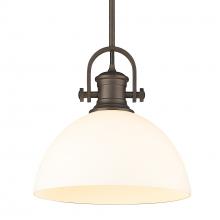 Golden Canada 3118-L RBZ-OP - Hines 1-Light Pendant in Rubbed Bronze with Opal Glass