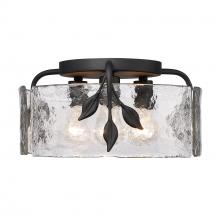 Golden Canada 3160-FM NB-HWG - Calla 3 Light Flush Mount in Natural Black with Hammered Water Glass Shade