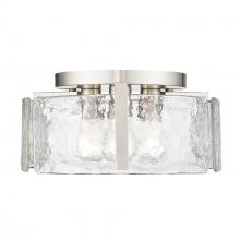 Golden Canada 3164-FM PW-HWG - Aenon PW 3 Light Flush Mount in Pewter with Hammered Water Glass Shade