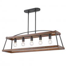 Golden Canada 3184-LP NB-RO - Teagan Linear Pendant in Natural Black with Rustic Oak Accents