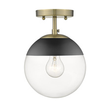 Golden Canada 3219-SF AB-BLK - Dixon Semi-Flush in Aged Brass with Clear Glass and Black Cap