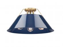 Golden Canada 3306-3FM BCB-NVY - Orwell BCB 3 Light Flush Mount in Brushed Champagne Bronze with Matte Navy shade